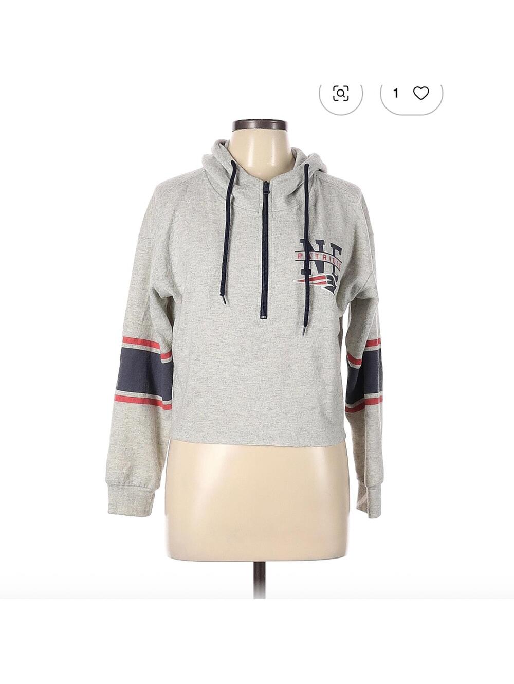 NFL Patriots Gray Pullover Hoodie Size L